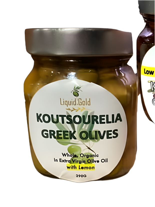 Koutsourelia Organic Green Greek olives in Extra Virgin Olive Oil dressing