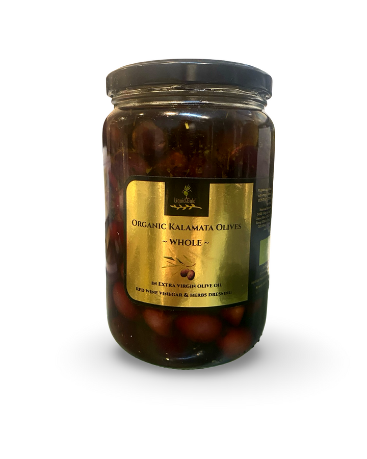 Olives Kalamata entières à l'huile d'olive et aux herbes, bio
