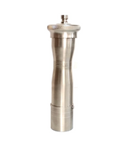 Chef "Athena" pepper mill grinder, 24cm (9.4") in solid brass with matt nickel finish, ergonomic, hand made in Greece