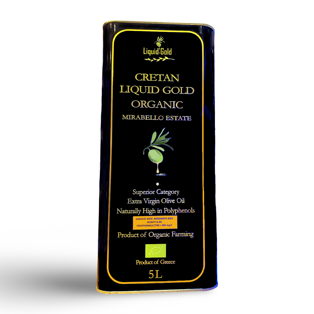 Cretan Liquid Gold Organic EVOO, chef's choice, Nov. 2025 Harvest, 5L
