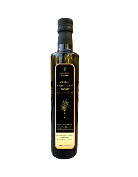Cretan liquid good organic Greek extra virgin olive oil, november 2024 harvest, low acidity, high Polyphenols, cold pressed