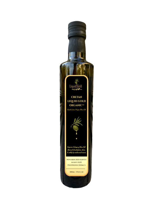 Cretan liquid good organic Greek extra virgin olive oil, november 2024 harvest, low acidity, high Polyphenols, cold pressed