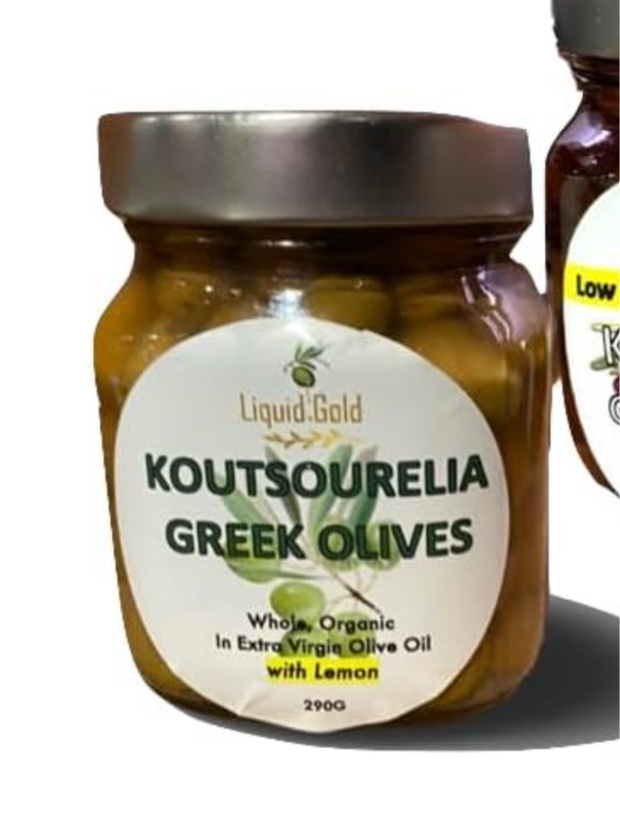 Koutsourelia Organic Green Greek olives in Extra Virgin Olive Oil dressing