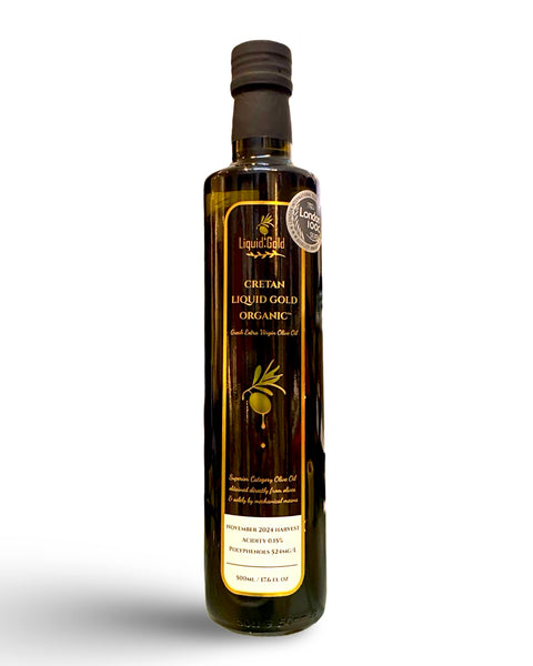 CRETAN LIQUID GOLD ORGANIC EXTRA VIRGIN OLIVE OIL - NOVEMBER 2024 HARVEST - 250 & 500ML BOTTLES