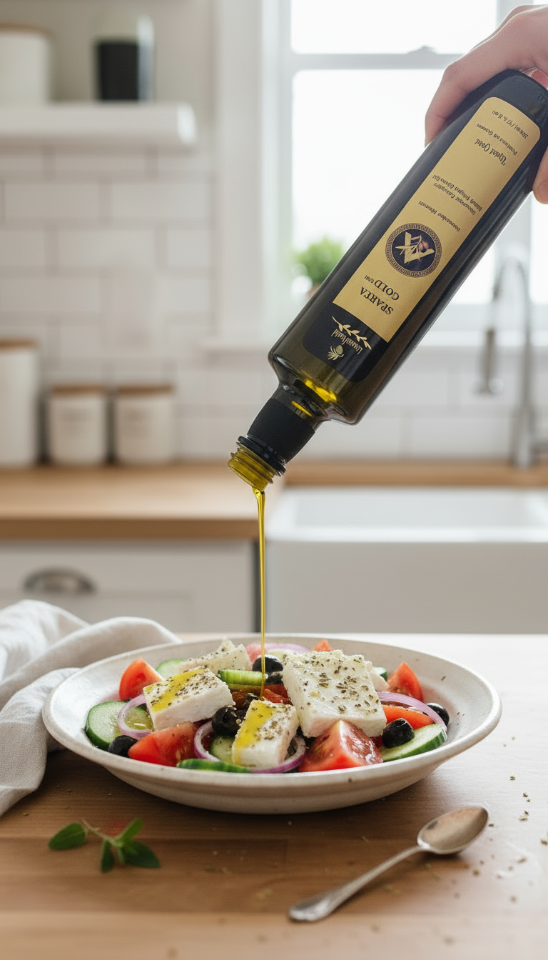 Sparta gold, versatile Greek extra virgin olive oil for salad dressing