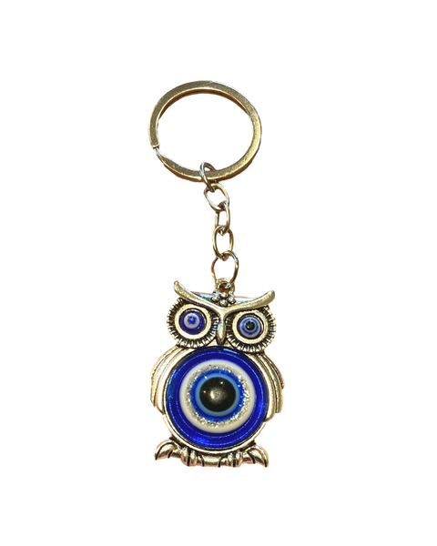 Owl Evil Eye  Keyring in stainless steel