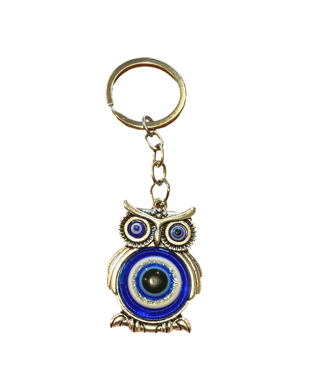 Owl Evil Eye  Keyring in stainless steel