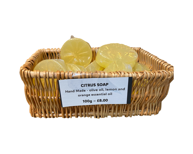 Citrus Hand Made Soap - vegetable glycerine & olive oil,with  lemon & orange essential oil 100g