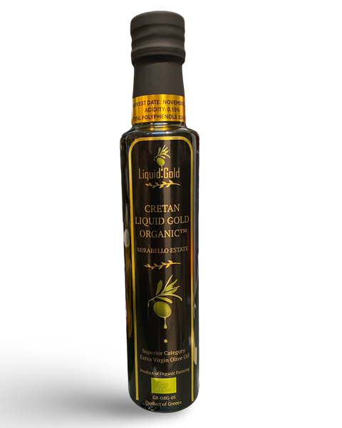 Cretan Liquid Gold organic  Greek extra virgin olive oil November 2024 harvest, polyphenols 524mg/kg, acidity 0.15%, 250ml