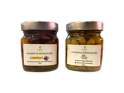 Olive Variety Gift Set - 2 Jars of Organic Green and Black Greek olives in Extra Virgin Olive Oil dressing