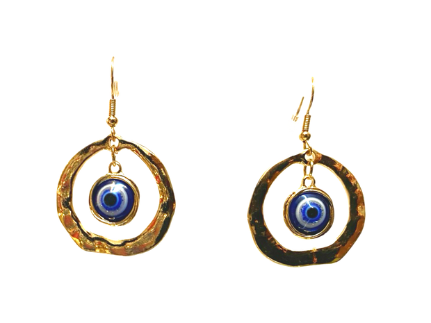 Evil Eye Earrings in non allergenic brass plated stainless steel