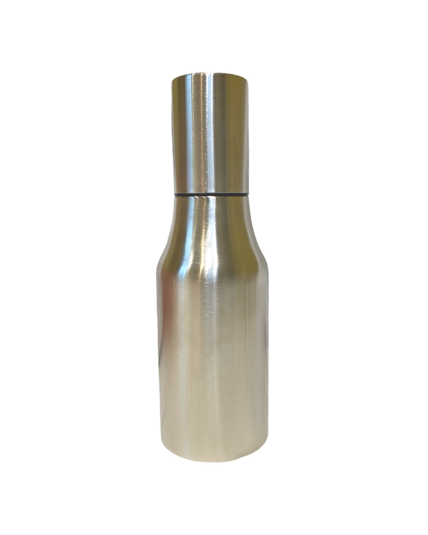 Olive Oil Pourer Bottle with glass tip,  cup type lid, 500ml, brushed stainless steel