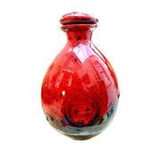 Hand made ceramic olive oil bottle with air tight stopper - 500ml in  glazed red, ergonomic grip