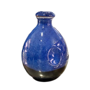 Hand made ceramic olive oil bottle with air tight stopper - 500ml in  glazed blue, ergonomic grip