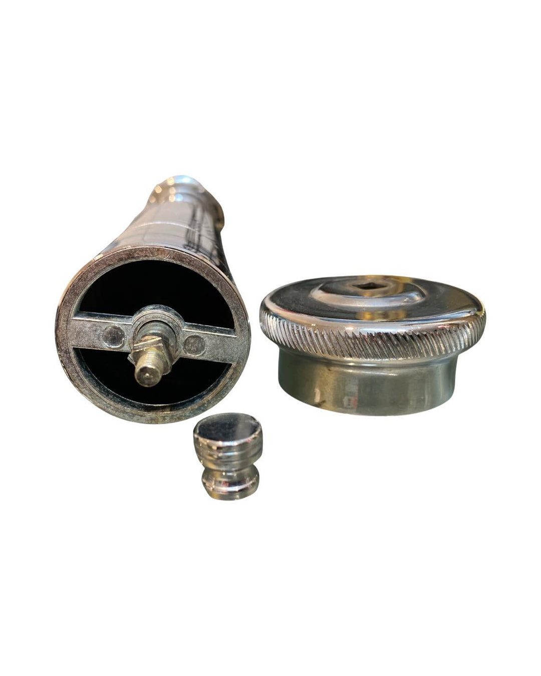 Chef's tall  brass pepper mill in chrome 13″/33cm,  hand made in Greece