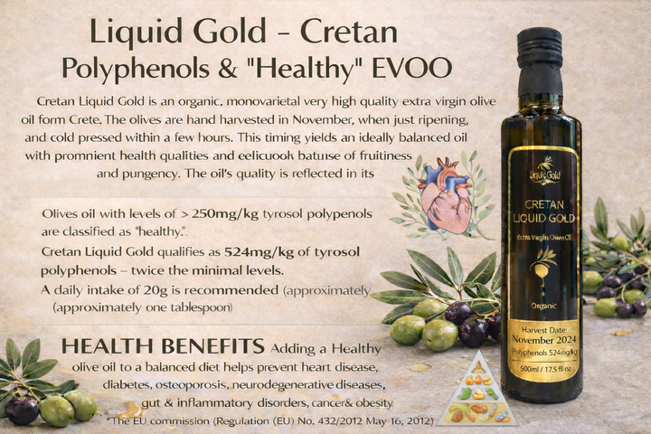Health benefits of Cretan Liquid Gold Organic EVOO
