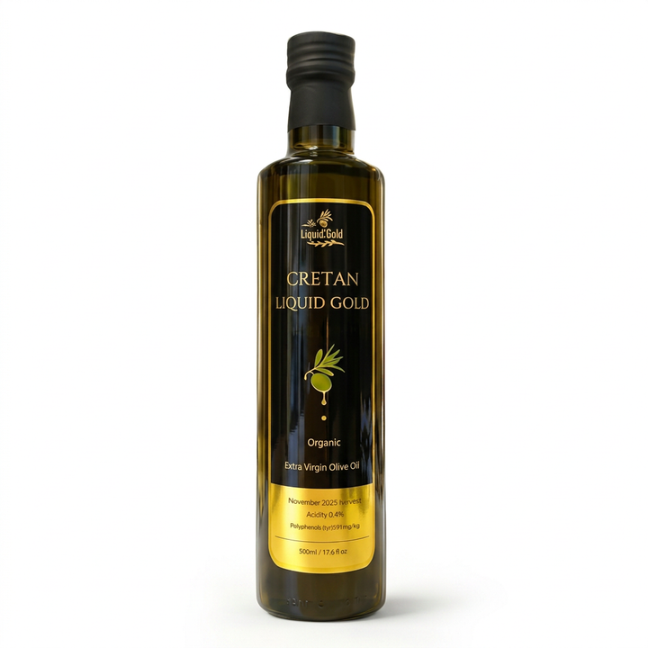 Cretan Liquid Gold Organic extra virgin olive oil 500ml bottle 