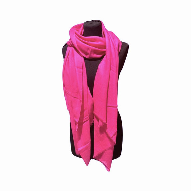 Finest Cashmere Scarf in Fuchsia Pink, Finest Handwoven Cashmere, 200 x 70 cm