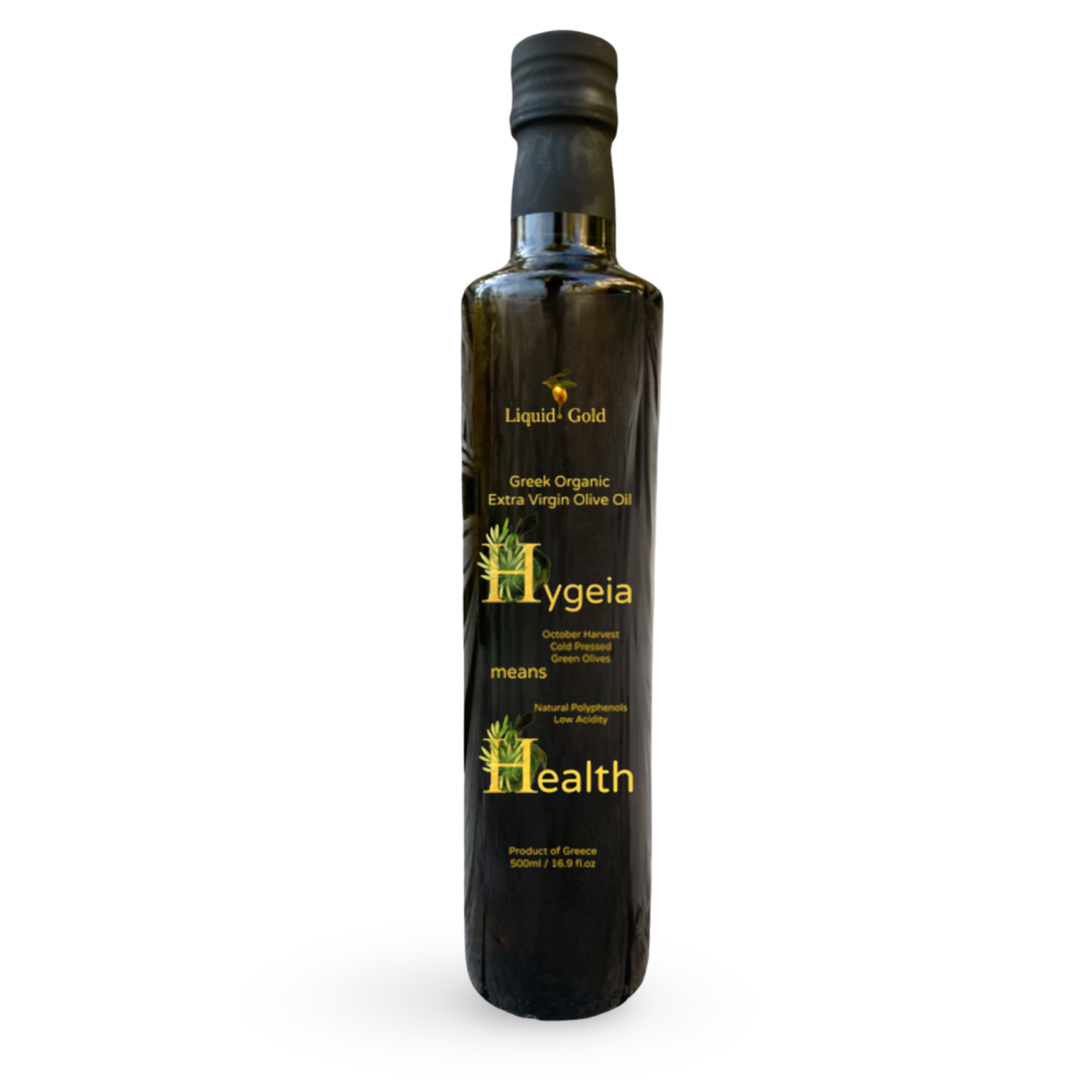 Hygeia ultra-early harvest EVOO with very high polyphenols and very low acidity
