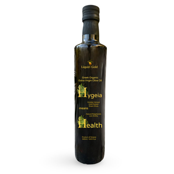 Hygeia ultra-early harvest EVOO with very high polyphenols and very low acidity
