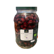 Whole organic Kalamata olives in sea salt brine, salty, 2 Kg barrel drained weight, Large size olives