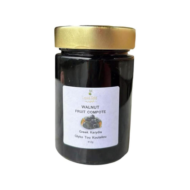 Whole walnut fruit compote in glass jar 412g, product of Chios, Greece