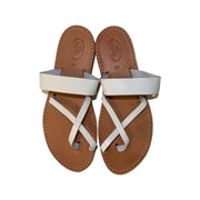 Greek Leather Sandals, "Persephone" cross toe and strap design