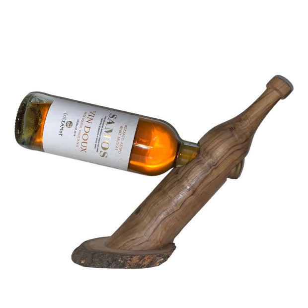 Olive Wood Wine bottle holder, hand carved in Crete, Greece