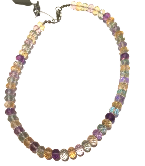 Multicoloured quartz necklace (amethyst, citrine), made from grade A++ stones