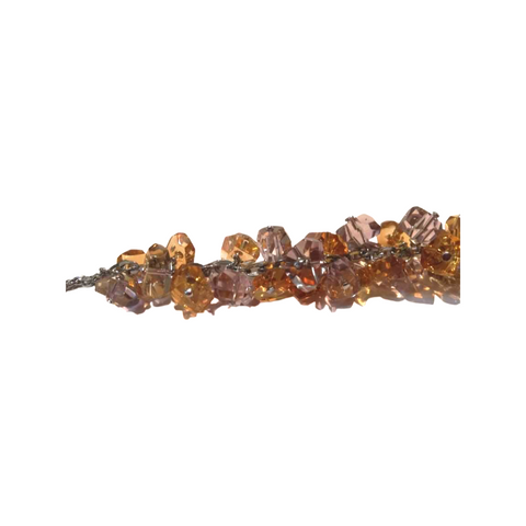 Multicoloured bracelet of citrine, gold and amethyst quartz stones hand made in Greece