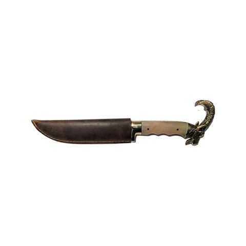 Cretan Hunting Knives with horn handle and brass pommel shaped as KriKri (wild mountain goat