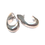 Striking solid silver half hoop earrings, hand made in Greece