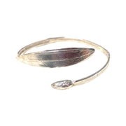 Silver Olive leaf bangle, adjustable, hand made in Greece