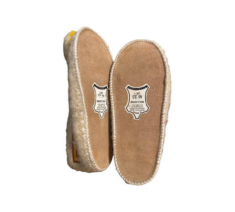 Traditional Greek all-wool and leather pom-pom slippers, baby size 33, UK 1