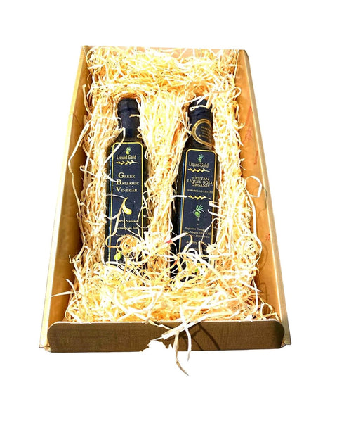 Gourmet Gold Gift Hamper - Greek Extra Virgin Olive Oil and Balsamic Vinegar