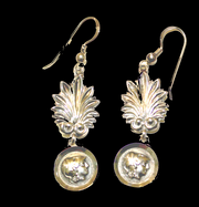 Solid silver earrings with Alexander the Great coinage and plume, hand made in Greece