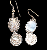 Solid silver earrings with Alexander the Great coinage and plume, inscription on reverse, hand made in Greece
