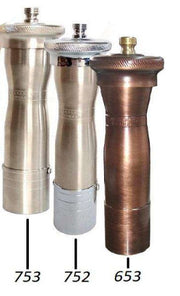 Chef Athena - Greek hand made pepper mill grinder, ergonomic, 24cm in antiqued brass or matt nickel