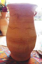 Cretan handmade terracotta pot/ planter, curvaceous with Minoan patterns and handles - Bogiazopitharo 70cm