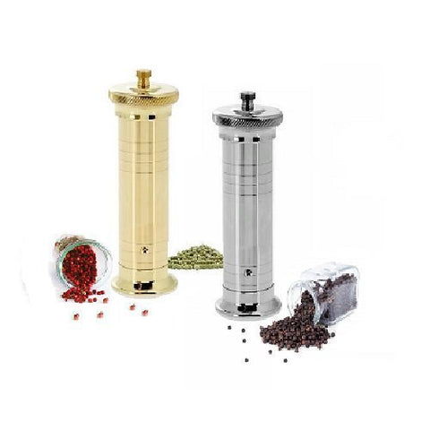 Hand made in Greece - solid brass chef's pepper mill grinder in chrome or nickel, 2 sizes