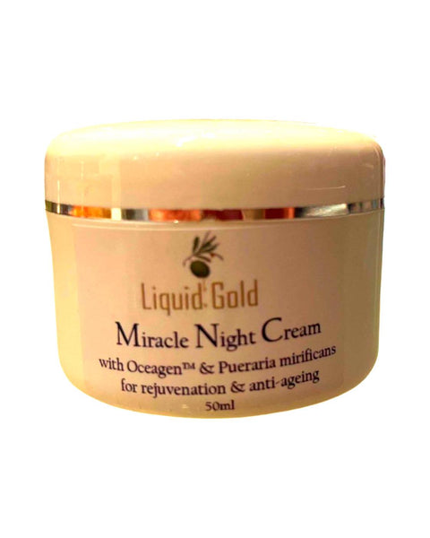 Miracle night face cream with marine collagen, pueraria mirifiancs, plant oestrogen, allantonin and hyaluronic acid