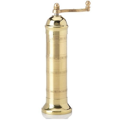 Solid brass salt mill, adjustable grinding mechanism, no. 109, hand made in Greece