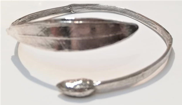 Greek hand made  silver plated olive leaf bangle, adjustable